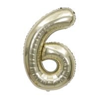 34" White Gold Number 6 Airise Balloon