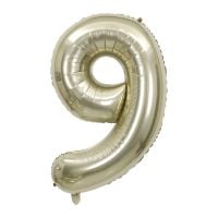 34" White Gold Number 9 Airise Balloon