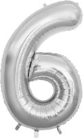 53" Silver Number 6 Balloon