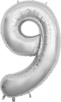 53" Silver Number 9 Balloon
