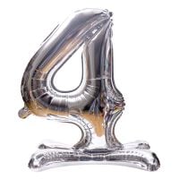 16" Stand Up Silver Number 4 Balloon