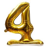 32" Stand Up Gold Number 4 Balloon