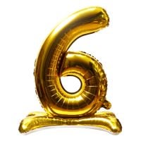 32" Stand Up Gold Number 6 Balloon