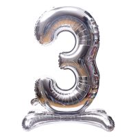 32" Stand Up Silver Number 3 Balloon