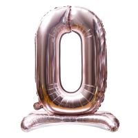 32" Stand Up Rose Gold Number 0 Balloon