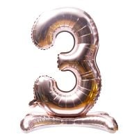 32" Stand Up Rose Gold Number 3 Balloon