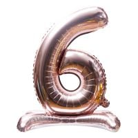 32" Stand Up Rose Gold Number 6 Balloon