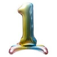 32" Stand Up Rainbow Number 1 Balloon