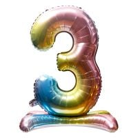 32" Stand Up Rainbow Number 3 Balloon