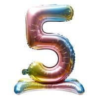 32" Stand Up Rainbow Number 5 Balloon