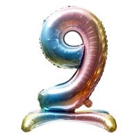 32" Stand Up Rainbow Number 9 Balloon