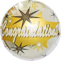18" Congratulations Gold Starbursts Balloon