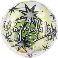 18" Congratulations Silver Starbursts Balloon