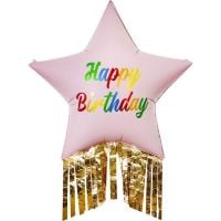 39" Happy Birthday Pink Star Balloon