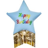 39" Happy Birthday Blue Star Balloon
