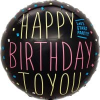 18" Happy Birthday Neon Let's Party Balloon