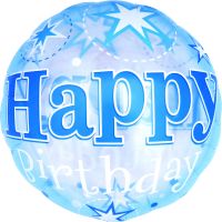 18" Happy Birthday Blue Starburst Balloon