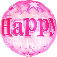 18" Happy Birthday Pink Starburst Balloon