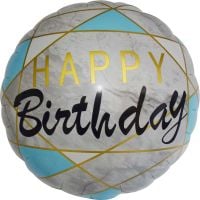18" Happy Birthday Elegant Blue Balloon