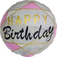18" Happy Birthday Elegant Pink Balloon