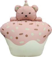 28" Matte Pink Cupcake Teddy Bear Balloon