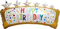 27" Happy Birthday Banner and Stars Balloon