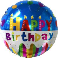 18" Happy Birthday Cake and Candles Balloon