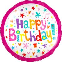 18" Happy Birthday Confetti Pink Balloon