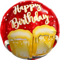 18" Happy Birthday Beer Cheers Red Balloon