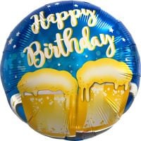18" Happy Birthday Beer Cheers Blue Balloon