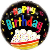 18" Happy Birthday Cake Colorful Sprinkles Balloon