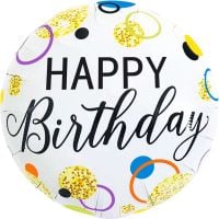 18" Happy Birthday Colorful Circles Balloon