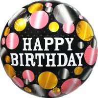 18" Happy Birthday Metallic Polka Dots Balloon