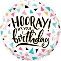 18" Hooray! It's your Birthday Colorful Triangles Balloon