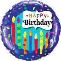 18" Happy Birthday Purple and Candles Balloon