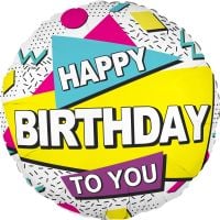 18" Happy Birthday 90s Retro Balloon