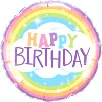 18" Happy Birthday Cloud and Rainbow Balloon