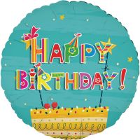 18" Happy Birthday Colorful Cake with Sparklers Balloon