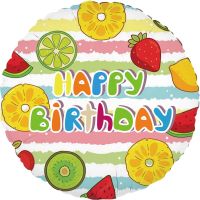 18" Happy Birthday Fruit Cake Balloon