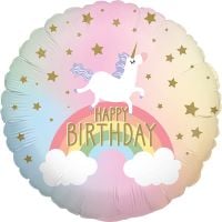 18" Happy Birthday Unicorn Rainbow and Stars Balloon
