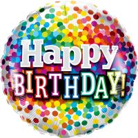 18" Happy Birthday Colorful Confetti Dots Balloon