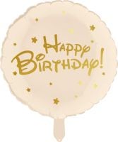 18" Happy Birthday Script Cream Balloon