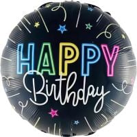 18" Happy Birthday Neon Balloon