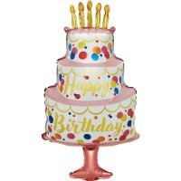 32" Happy Birthday Elegant Cake Balloon