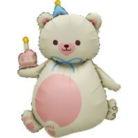 39" Matte Cream Party Bear Balloon