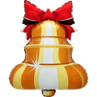 32" Gold Bell with Red Bow Balloon