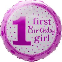 18" 1 First Birthday Girl Balloon