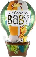 35" Welcome Baby Jungle Animals Hot Air Balloon