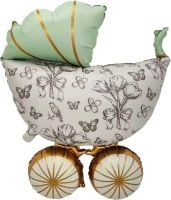 36" Retro Baby Stroller Green Balloon