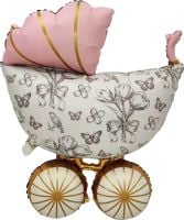 36" Retro Baby Stroller Pink Balloon
